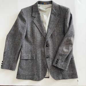 Vintage Pendleton Blazer Mens 42R (44) Gray Tweed Wool Elbow Patches Jacket USA